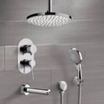 Remer TSH47 Chrome Tub and Shower Set with Ceiling Rain Shower Head and Hand Shower